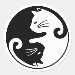 Adesivo Redondo Yin yang cats