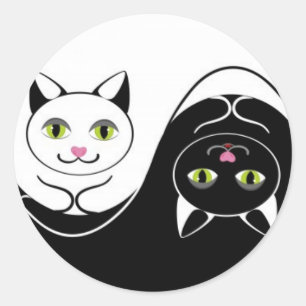 Adesivo Redondo Yin Yang Cats
