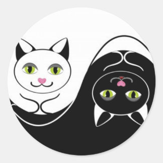 Adesivo Redondo Yin Yang Cats