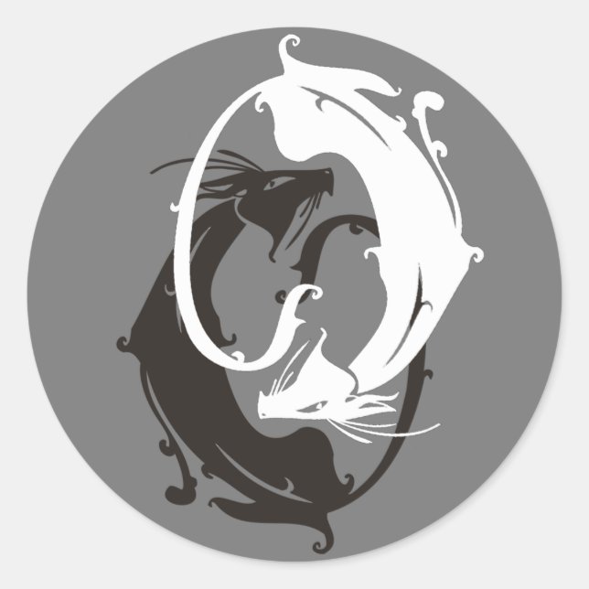 Adesivo Redondo Yin Yang Cats (Frente)