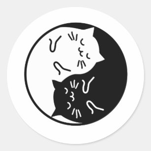 Adesivo Redondo Yin Yang Cats