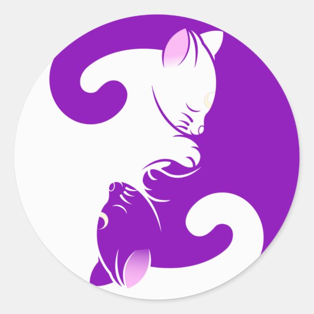 Adesivo Redondo Yin Yang Cats (Consegue ver?) Stickers (Frente)