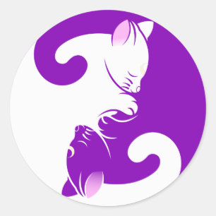 Adesivo Redondo Yin Yang Cats (Consegue ver?) Stickers