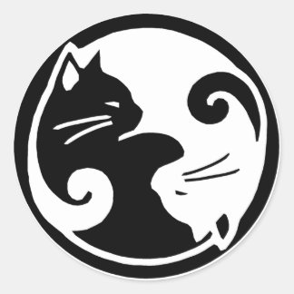 Adesivo Redondo Yin Yang Cats Stickers