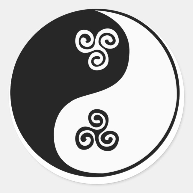 Adesivo Redondo Yin Yang Celtic Tri Spiral (Frente)