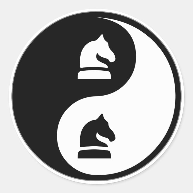 Adesivo Redondo Yin Yang Chess (Frente)