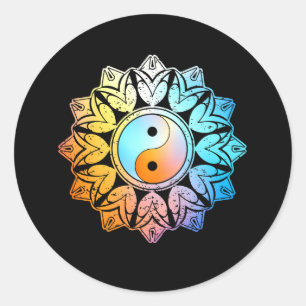 Adesivo Redondo Yin Yang Colorful Mandala Chinês Tao Qigong Tai C