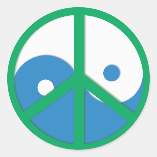 Adesivo Redondo Yin-Yang com sinal de paz (Frente)