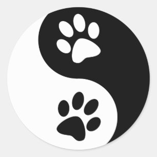 Adesivo Redondo Yin Yang Dog Paws