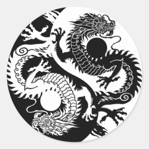 ADESIVO REDONDO YIN YANG DOIS DRAGON