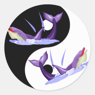 Adesivo Redondo Yin Yang Dolphins