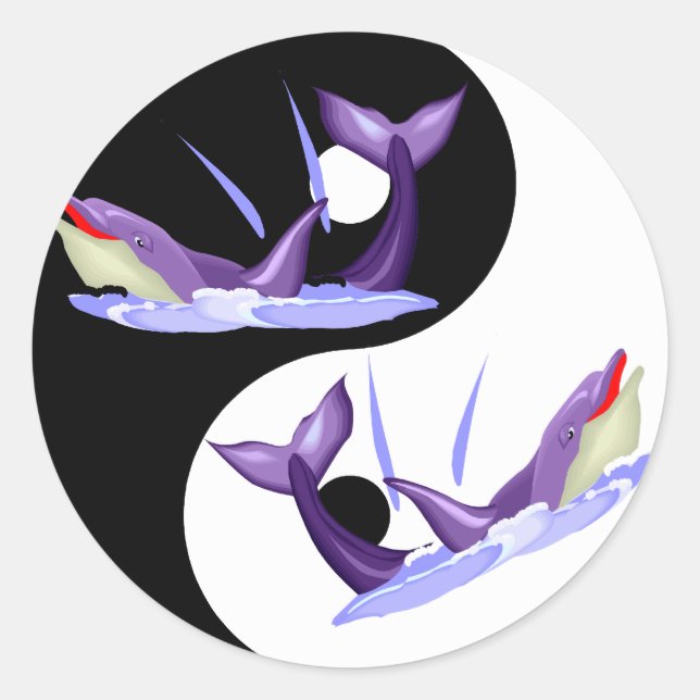 Adesivo Redondo Yin Yang Dolphins (Frente)