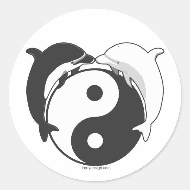 Adesivo Redondo Yin Yang Dolphins Black/White (Frente)