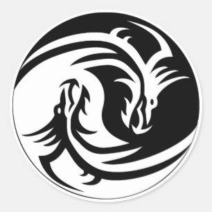 Adesivo Redondo Yin Yang Dragon