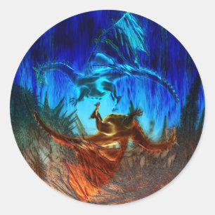 Adesivo Redondo Yin Yang Dragon