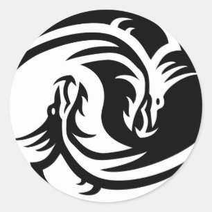 Adesivo Redondo Yin Yang Dragon