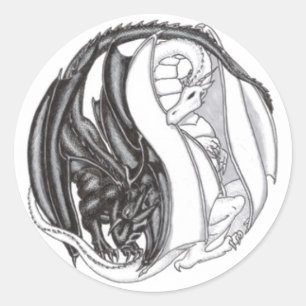 Adesivo Redondo Yin/Yang Dragon Sticker