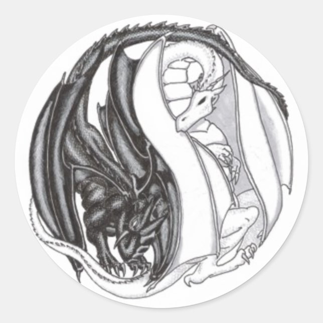 Adesivo Redondo Yin/Yang Dragon Sticker (Frente)