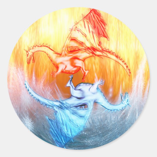 Adesivo Redondo Yin Yang dragons (Frente)