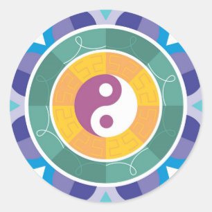 Adesivo Redondo Yin yang espirituality East mandala boa sorte char