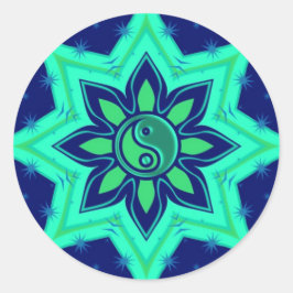 Adesivo Redondo Yin Yang Flower Star Sticker