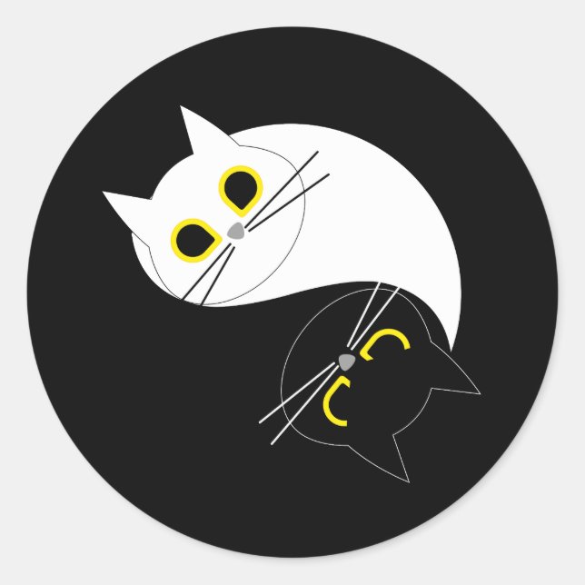 Adesivo Redondo YIN - YANG Funny Cat Sticker (Frente)