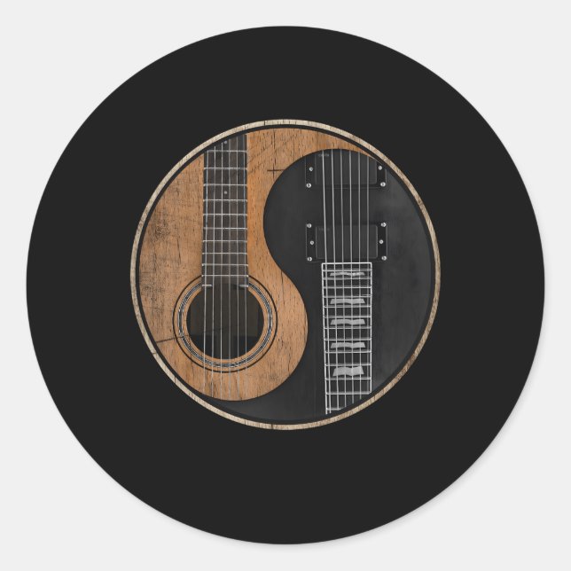 Adesivo Redondo Yin Yang Guitar (Frente)