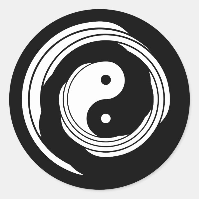 Adesivo Redondo Yin Yang Harmony em Movimento Espiral Branco Negro (Frente)
