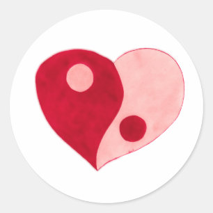 Adesivo Redondo Yin Yang Heart (Vermelho/Rosa)