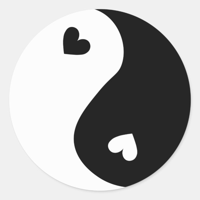Adesivo Redondo Yin Yang Hearts Design (Frente)