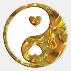 Adesivo Redondo Yin & Yang / Hearts gold