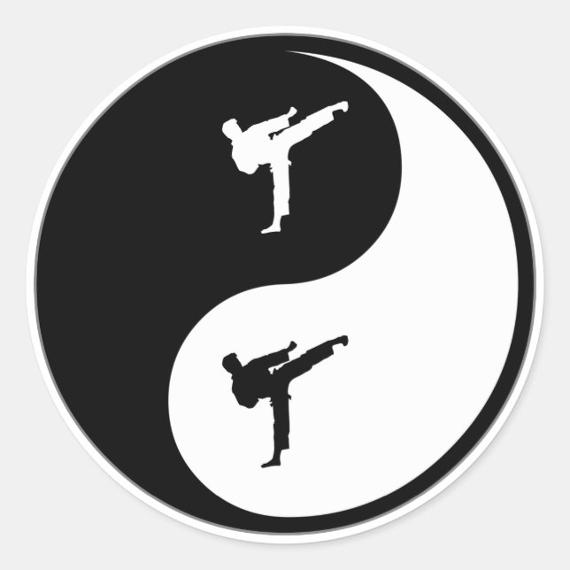 Adesivo Redondo Yin Yang Karate (Frente)