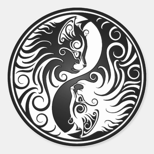 Adesivo Redondo Yin Yang Kittens (Frente)