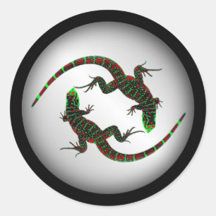 Adesivo Redondo Yin Yang Lizards Silver