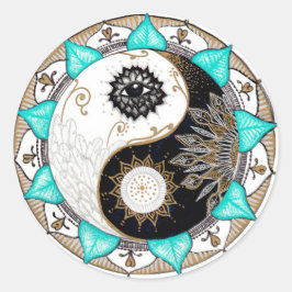 Adesivo Redondo Yin Yang Mandala