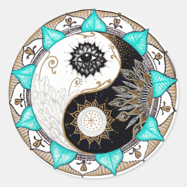 Adesivo Redondo Yin Yang Mandala