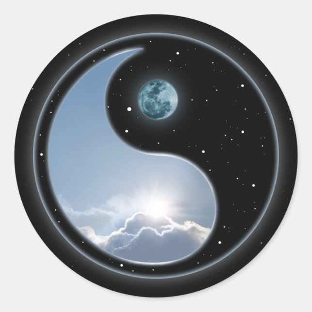 Adesivo Redondo Yin Yang Moon Sun (Frente)