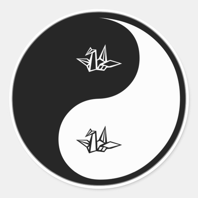 Adesivo Redondo Yin Yang Origami (Frente)