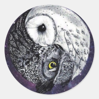 Adesivo Redondo Yin Yang Owls