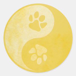 Adesivo Redondo Yin Yang Paw Amarelo