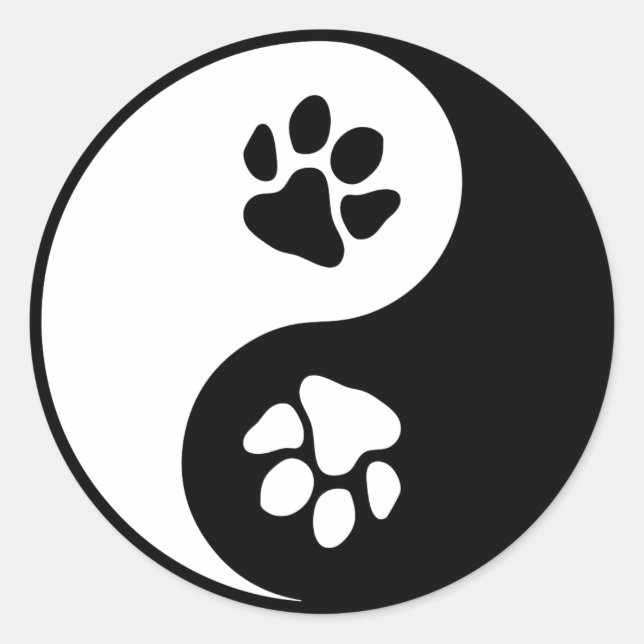 Adesivo Redondo Yin Yang Paw Classic Round Sticker (Frente)