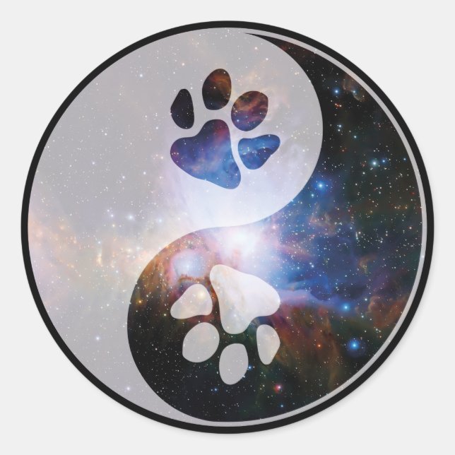 Adesivo Redondo Yin Yang Paw Cosmic (Frente)