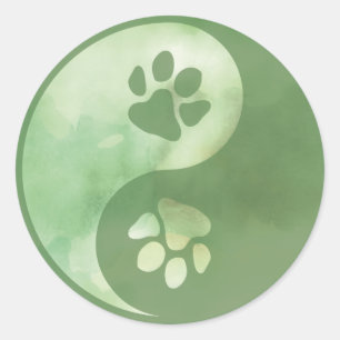 Adesivo Redondo Yin Yang Paw Green