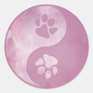 Adesivo Redondo Yin Yang Paw Pink
