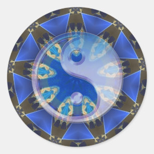 Adesivo Redondo Yin Yang Serpent Circle Mandala Sticker