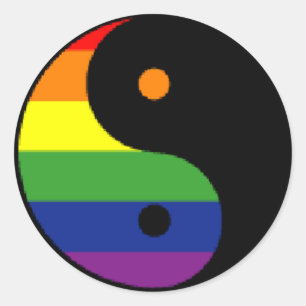 Adesivo Redondo Yin-Yang-Símbolo-Arco-íris