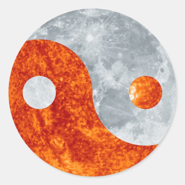 Adesivo Redondo Yin & Yang Spiritual Harmony Sun & Moon Sticker (Frente)