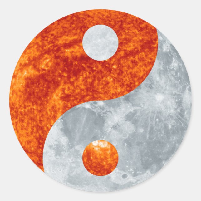 Adesivo Redondo Yin & Yang Spiritual Harmony Sun & Moon Sticker (Frente)