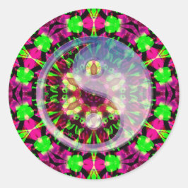 Adesivo Redondo Yin Yang Sticker Geométrico Psychedelic