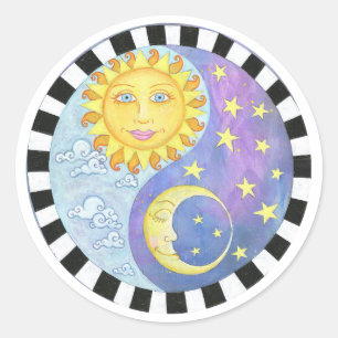 Adesivo Redondo Yin Yang Sun/Moon Sticker